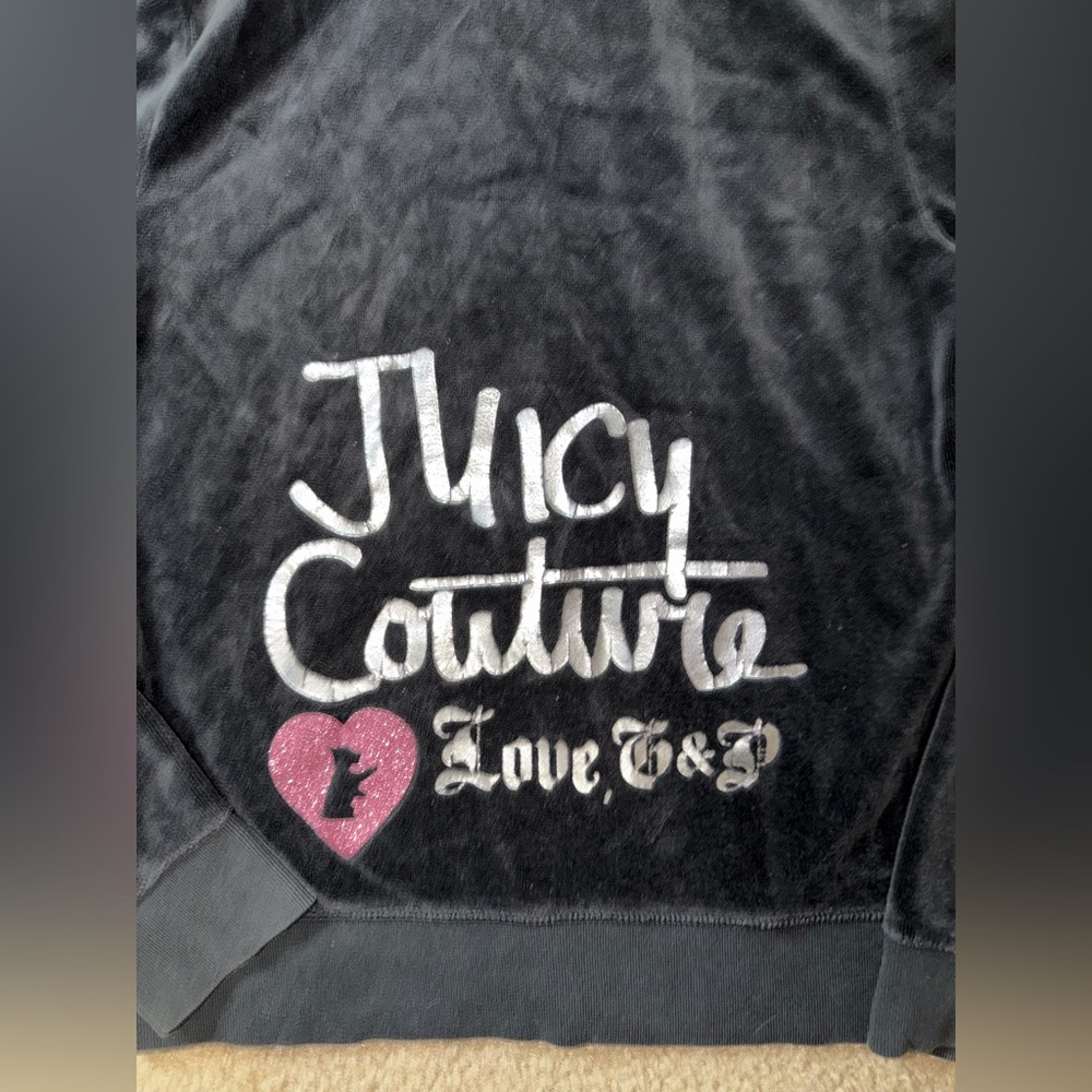 Girls Juicy Couture Velour Zip Up Hoodie Jacket Sz 12 - Picture 3 of 3